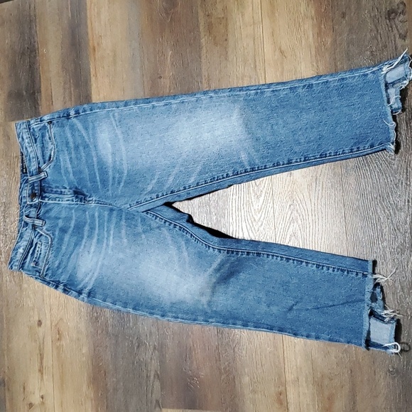 Blank NYC distressed crop high waist jeans raw hem - Picture 1 of 8